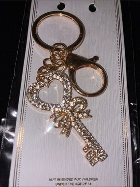 Gold Crystal Heart Key & Card Holder Keyring